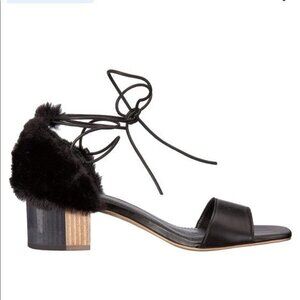 ANTHROPOLOGIE KELSI DAGGER BROOKLYN Sam Leather Faux Fur Sandal Size 6.5 NEW